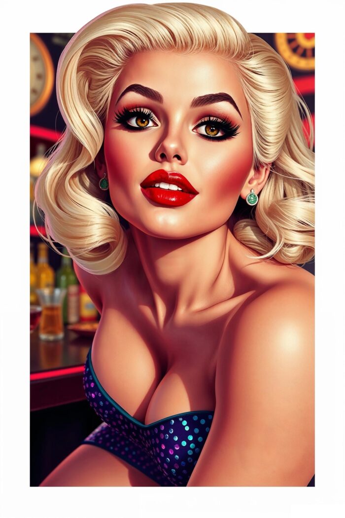 Sultry Blonde Pin-Up Glam – Sensual Retro Art Poster for Adults picture