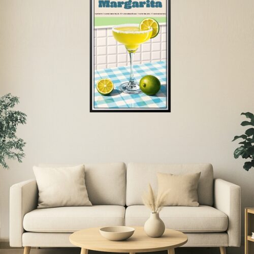 Retro Margarita Cocktail Art Print – Vibrant Lime Drink Poster picture
