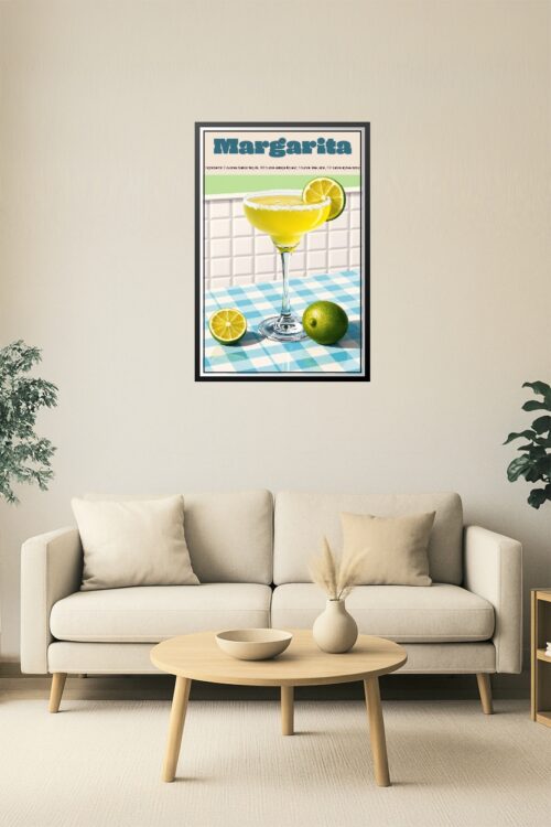 Retro Margarita Cocktail Art Print – Vibrant Lime Drink Poster picture