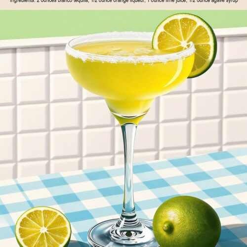 Retro Margarita Cocktail Art Print – Vibrant Lime Drink Poster picture