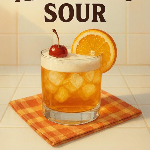 Amaretto Sour Cocktail Poster – Retro Recipe Wall Art Print picture