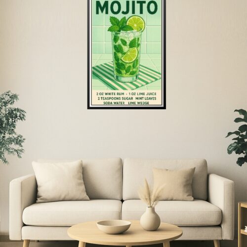 Mojito Cocktail Wall Art Print – Refreshing Mint & Lime Recipe Poster picture