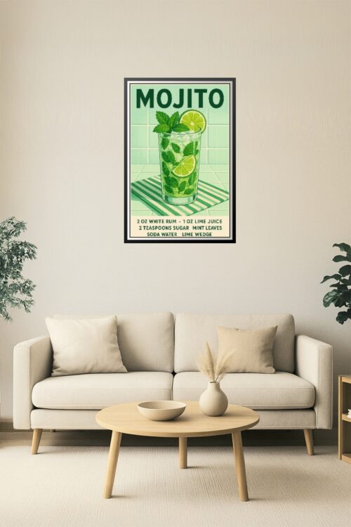 Mojito Cocktail Wall Art Print – Refreshing Mint & Lime Recipe Poster picture