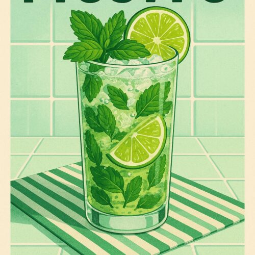 Mojito Cocktail Wall Art Print – Refreshing Mint & Lime Recipe Poster picture