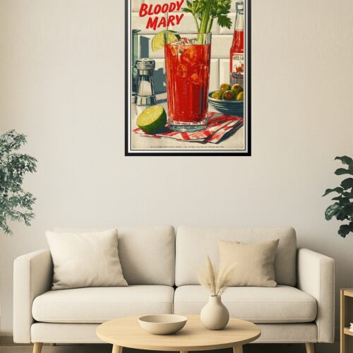 Bloody Mary Cocktail Recipe Poster – Retro Bar Wall Art with Lime & Celery picture