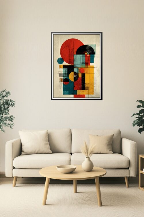 Modern Geometric Abstract Wall Art – Bauhaus Style Retro Print picture