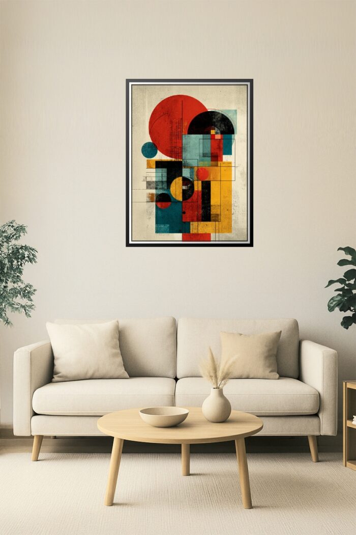 Modern Geometric Abstract Wall Art – Bauhaus Style Retro Print picture