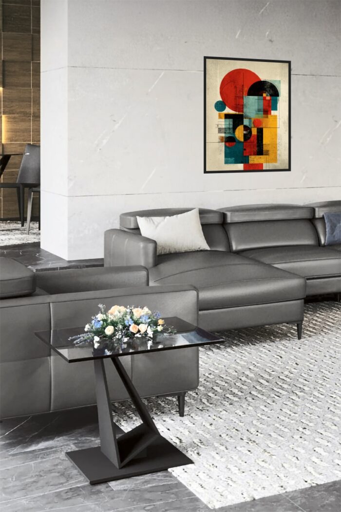Modern Geometric Abstract Wall Art – Bauhaus Style Retro Print picture