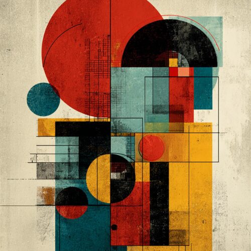 Modern Geometric Abstract Wall Art – Bauhaus Style Retro Print picture