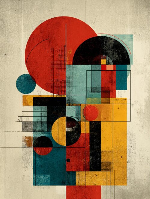 Modern Geometric Abstract Wall Art – Bauhaus Style Retro Print picture