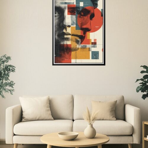 Bauhaus Style Double Portrait – Abstract Geometric Face Art Print picture