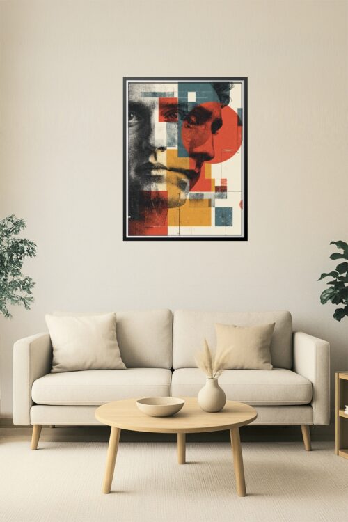Bauhaus Style Double Portrait – Abstract Geometric Face Art Print picture