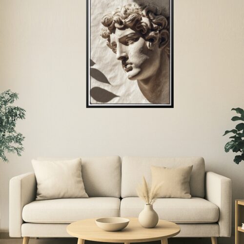 Classical Marble Sculpture Head Poster – Textured Paper Background Wall Art picture