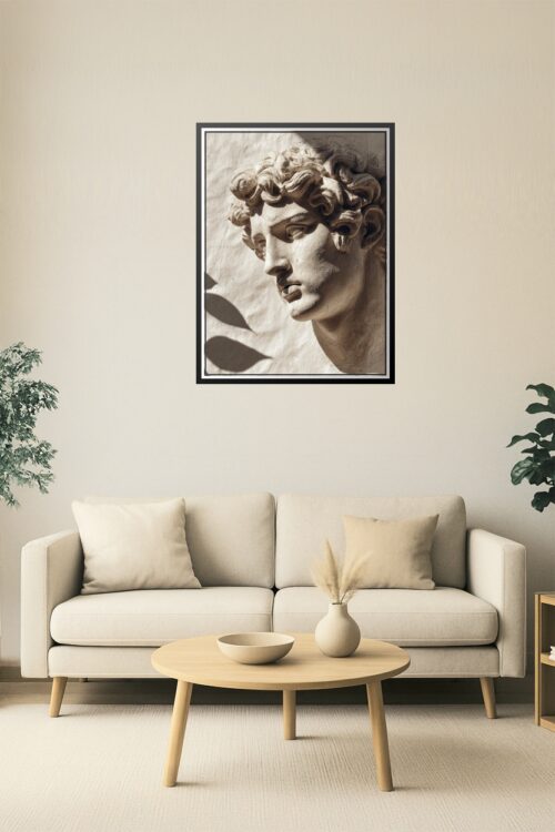 Classical Marble Sculpture Head Poster – Textured Paper Background Wall Art picture