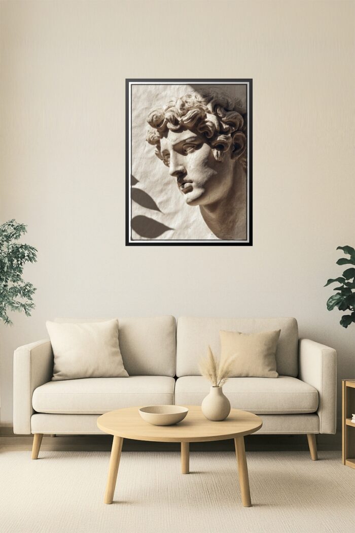 Classical Marble Sculpture Head Poster – Textured Paper Background Wall Art picture