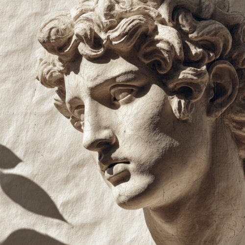 Classical Marble Sculpture Head Poster – Textured Paper Background Wall Art picture