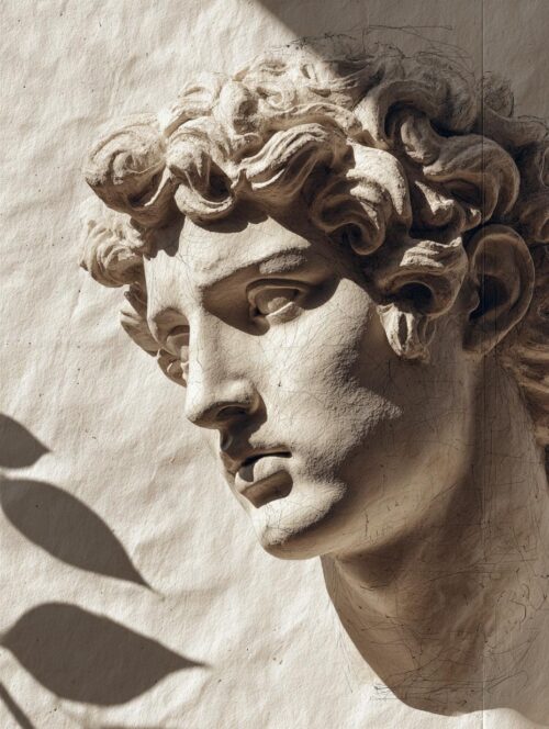 Classical Marble Sculpture Head Poster – Textured Paper Background Wall Art picture
