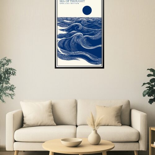 Sea of Thought Abstract Ocean Poster – Endless Motion Blue Wave Wall Art picture