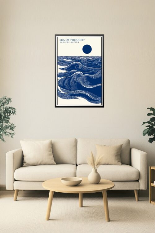 Sea of Thought Abstract Ocean Poster – Endless Motion Blue Wave Wall Art picture