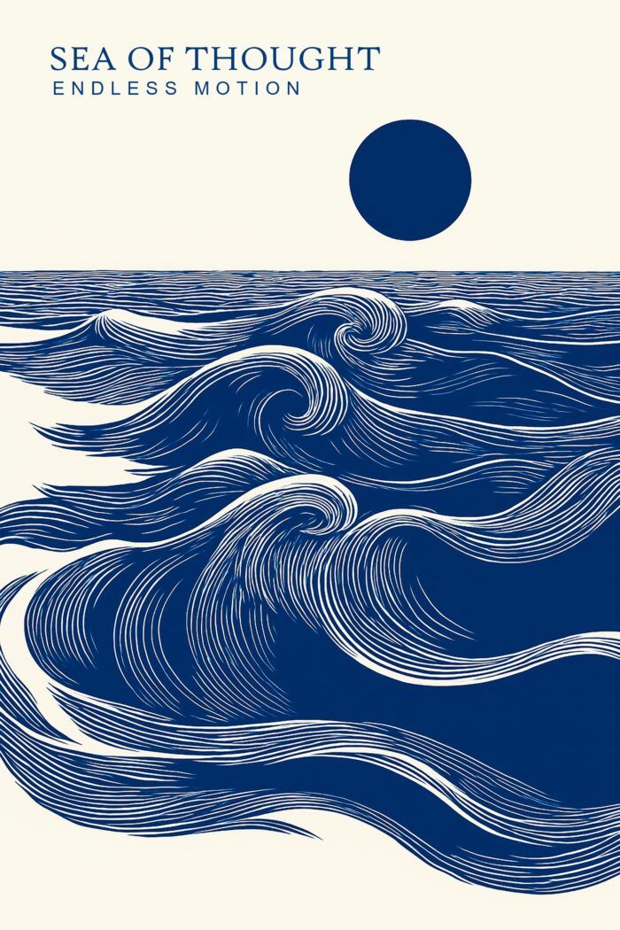 Sea of Thought Abstract Ocean Poster – Endless Motion Blue Wave Wall Art picture