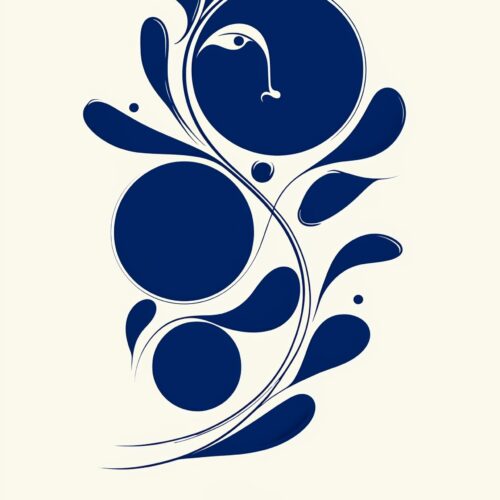 Becoming Breathe Into Form Poster – Abstract Blue Minimalist Face & Nature Wall Art picture