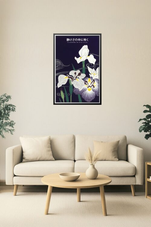 Blooming in Stillness Japanese Iris Poster – Tranquil Floral Art Print picture