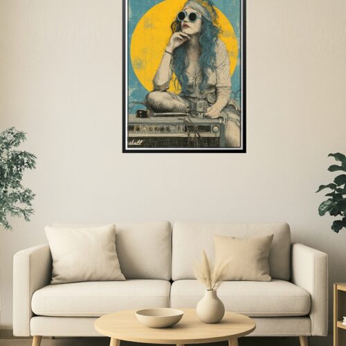 Retro Rock Muse Poster – Vintage Psychedelic Hippy Girl Art picture