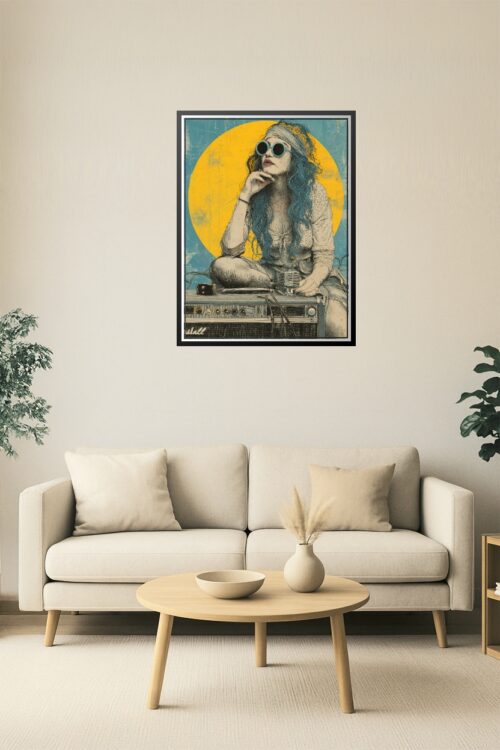 Retro Rock Muse Poster – Vintage Psychedelic Hippy Girl Art picture