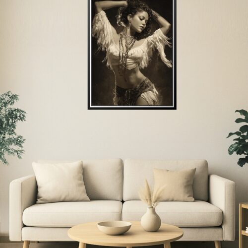 Sepia Bohemian Muse – Sensual Belly Dancer Art Poster picture