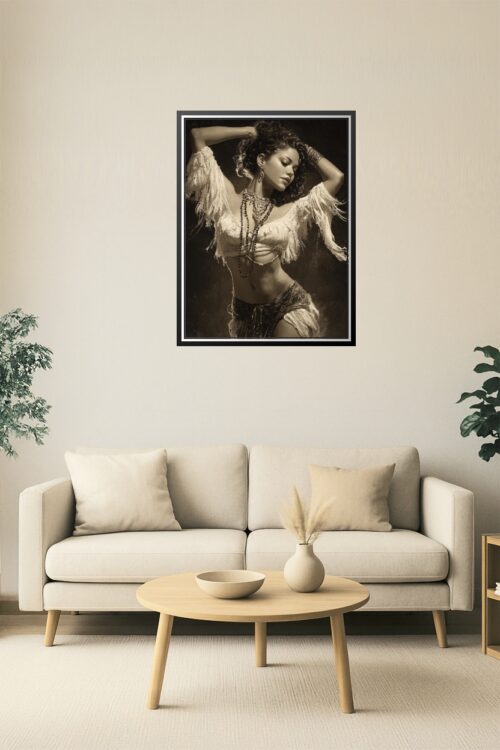 Sepia Bohemian Muse – Sensual Belly Dancer Art Poster picture
