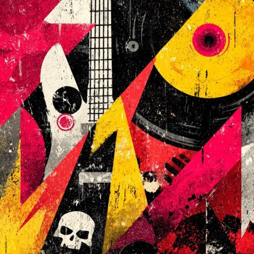 Electric Chaos – Abstract Grunge Rock Music Poster picture