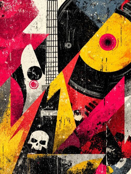 Electric Chaos – Abstract Grunge Rock Music Poster picture