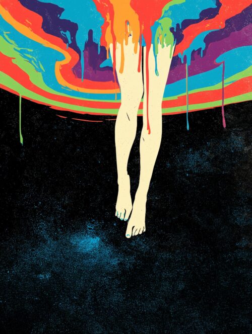 Cosmic Drip – Surreal Melting Rainbow Art Poster picture