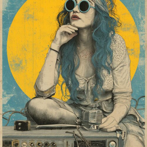 Retro Rock Muse Poster – Vintage Psychedelic Hippy Girl Art picture