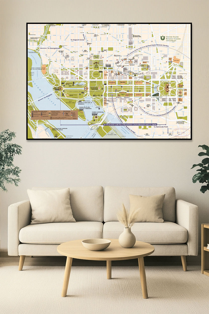 Washington D.C. National Mall Tourist Poster Map – Landmarks, Memorials & Metro Access picture