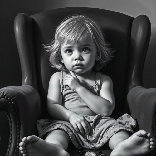 Rebel and radiant hyperrealistic black and white portrait featuring high-contrast shadows and a bold, intense gaze, cinematic monochrome art.