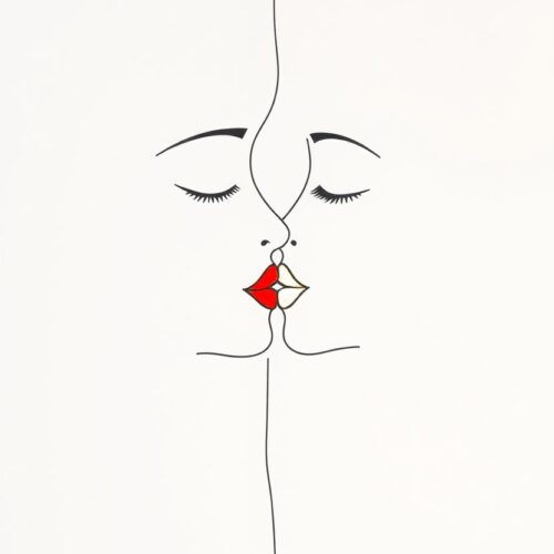 One-Line Kiss – Minimalist Isekai Anime Style Art Poster picture