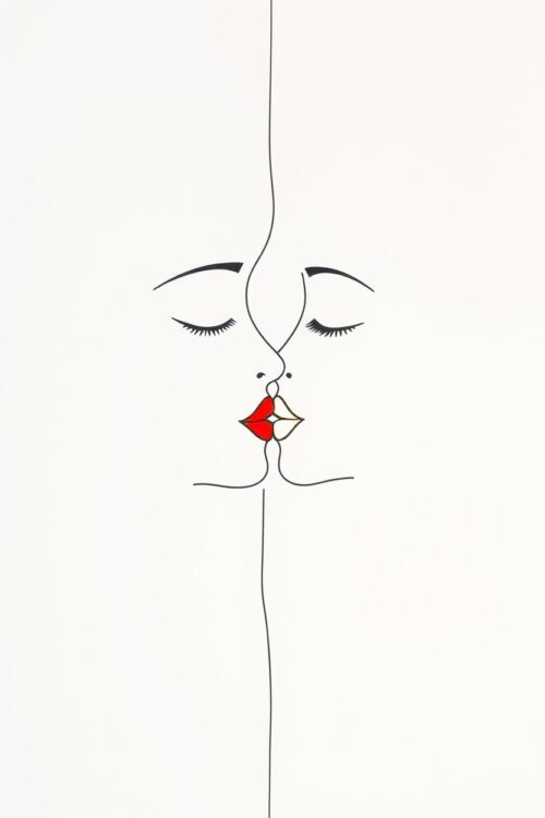One-Line Kiss – Minimalist Isekai Anime Style Art Poster picture