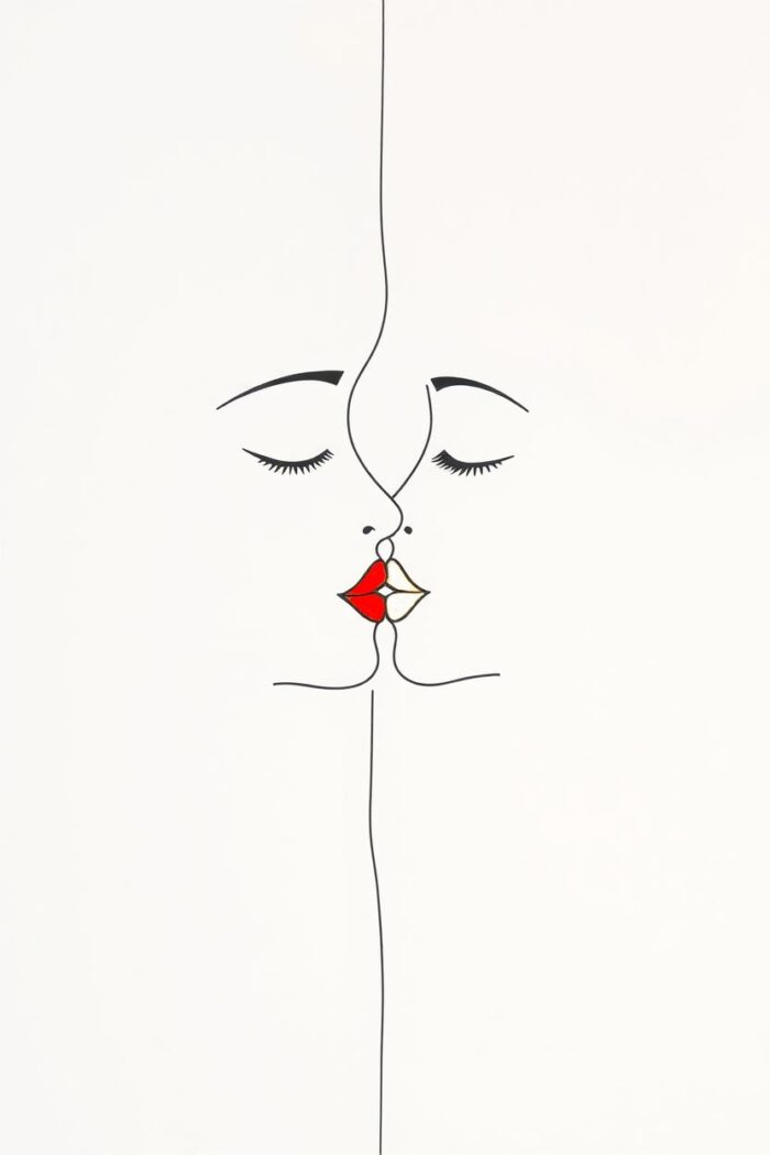 One-Line Kiss – Minimalist Isekai Anime Style Art Poster picture