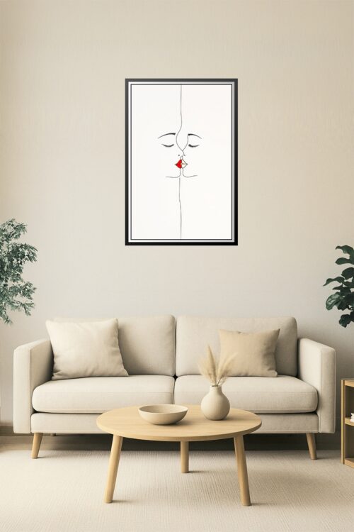 One-Line Kiss – Minimalist Isekai Anime Style Art Poster picture