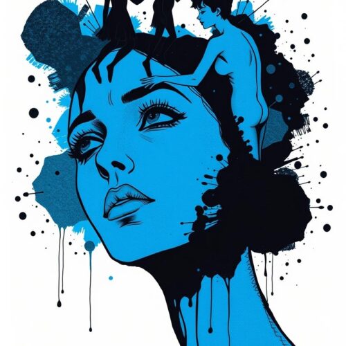 Mindscape – Surreal Pop Art Portrait in Blue & Black picture