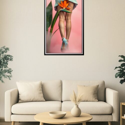 Tropical Tease – Surreal Legs & Bird of Paradise Flower Art Poster picture