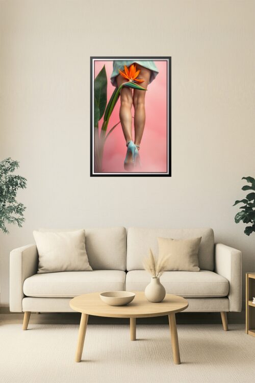 Tropical Tease – Surreal Legs & Bird of Paradise Flower Art Poster picture