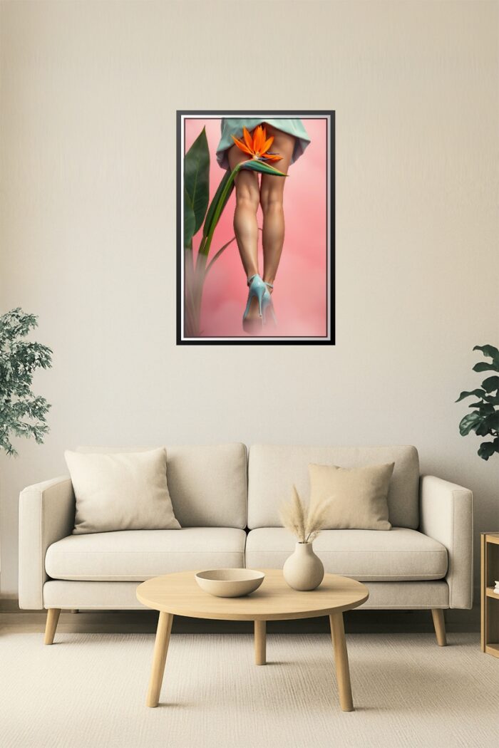 Tropical Tease – Surreal Legs & Bird of Paradise Flower Art Poster picture