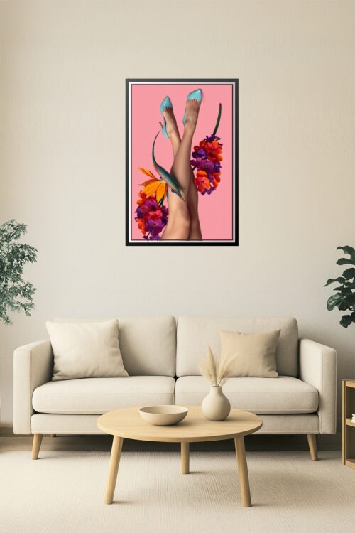Floral Seduction – Feminine Legs & Bird of Paradise Art Poster picture