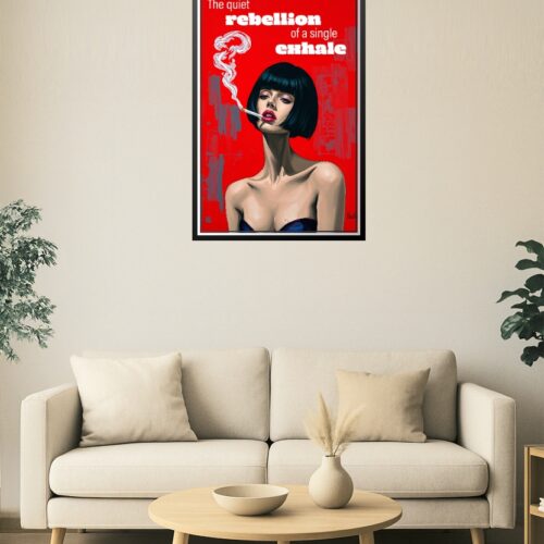 The Quiet Rebellion of a Single Exhale Poster – Bold Femme Smoking Art Print picture