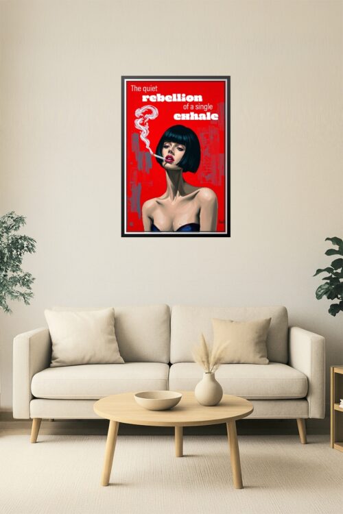 The Quiet Rebellion of a Single Exhale Poster – Bold Femme Smoking Art Print picture