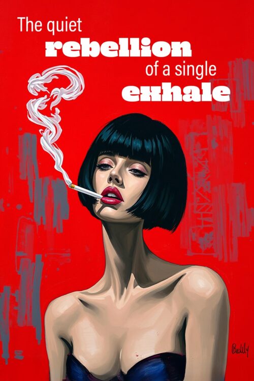 The Quiet Rebellion of a Single Exhale Poster – Bold Femme Smoking Art Print picture