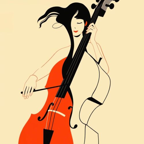 Modern Cello Woman Poster – Minimalist Musician Vector Art Print picture