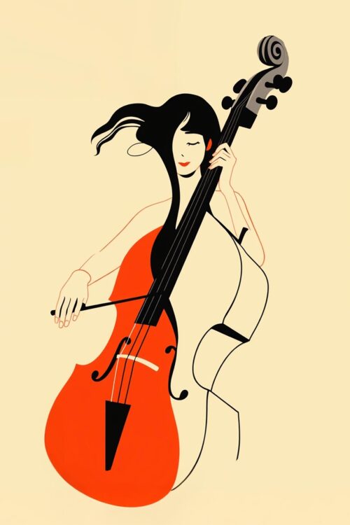 Modern Cello Woman Poster – Minimalist Musician Vector Art Print picture